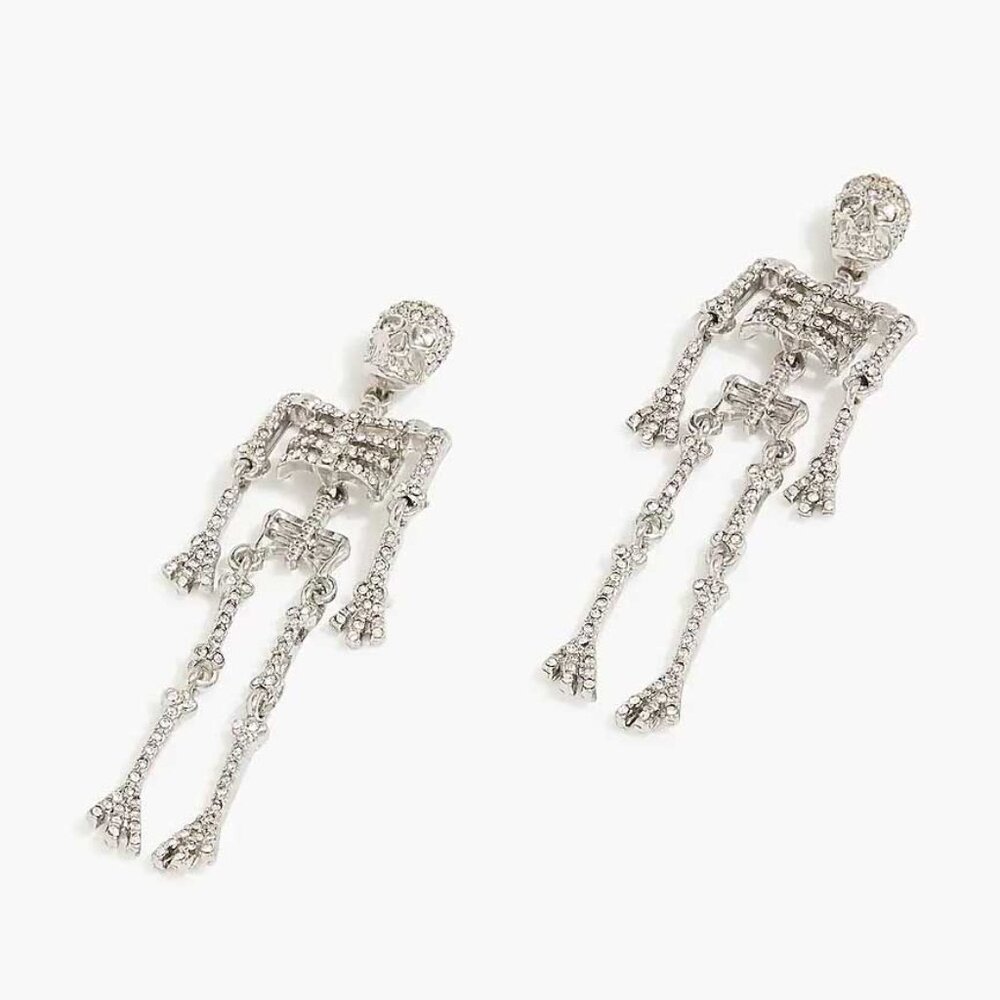 NWT J. Crew Dangly Skeleton Statement Earrings